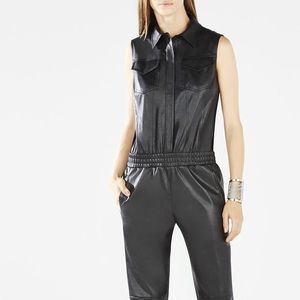 BCBG Maxazria leather jumpsuit